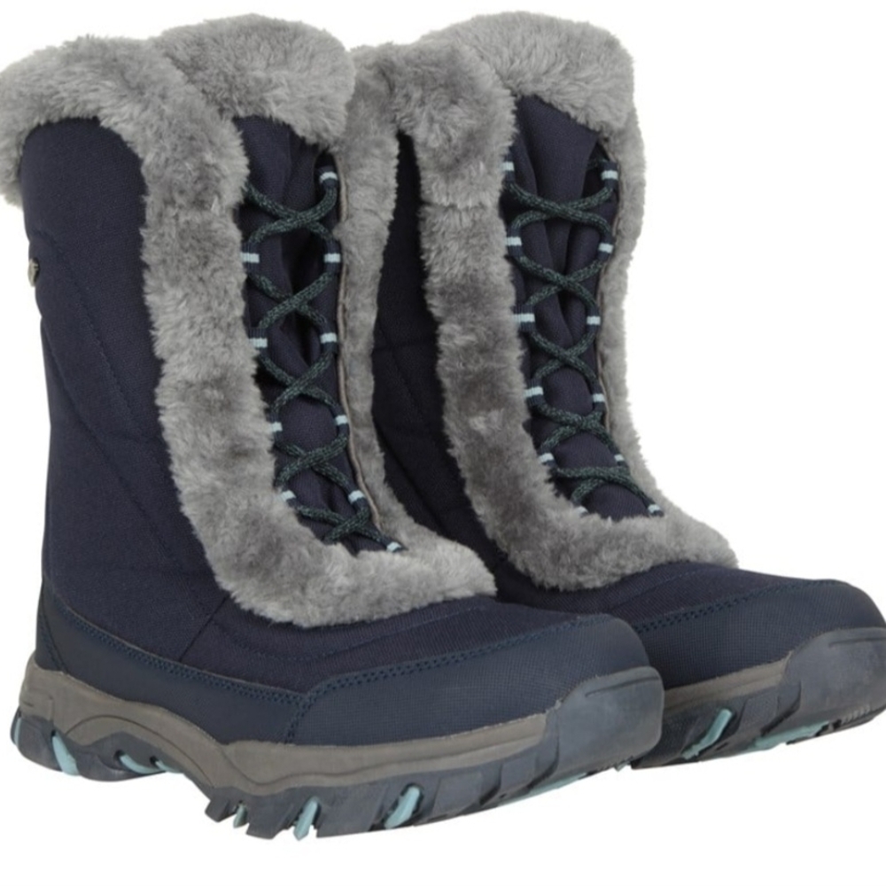Mountain Warehouse Women's Cozy Navy Winter Boots with Faux Fur